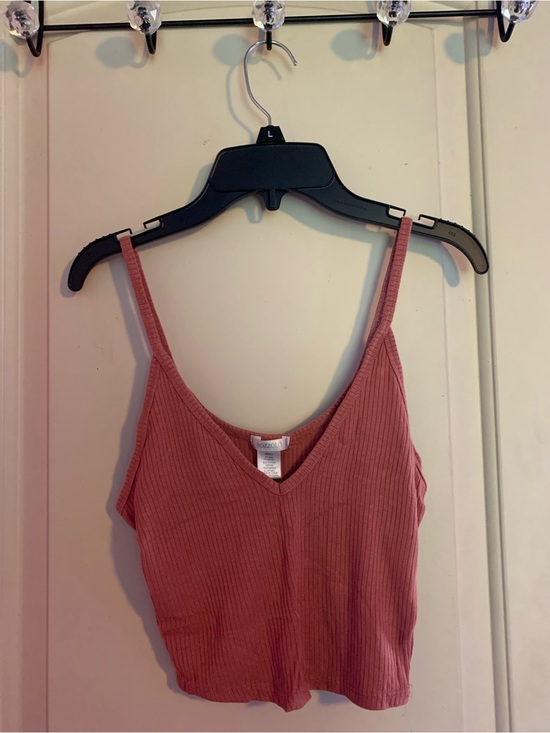 Bozzolo Tops - Bozzolo Dusty Rose Ribbed V-Neck Cropped Cami
